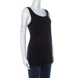 Pre Owned Escada Black Perforated Knit Wool Tank Top L