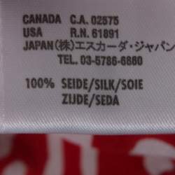 Escada Red and White Printed Silk and Boucle Three Piece Skirt Suit XL