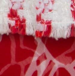 Escada Red and White Printed Silk and Boucle Three Piece Skirt Suit XL