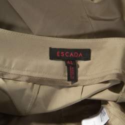 Pre Owned Escada Beige Silk Straight Fit Trousers L