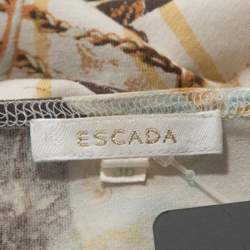 Escada Beige Jersey Saddle Print Long Sleeves Top M