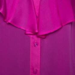 Escada Pink Silk Ruffle Detail Blouse L