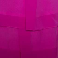 Pre Owned Escada Fuschia Pink Silk Tiered Skirt L