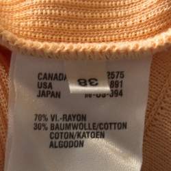 Escada Peach Rib Knit Padded Shoulder Button Front Cardigan M