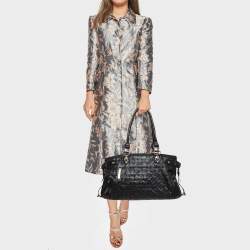 Escada Black Woven Leather Horizontal Margaretha Tote