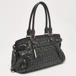 Escada Black Woven Leather Horizontal Margaretha Tote