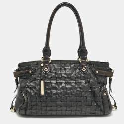 Escada Black Woven Leather Horizontal Margaretha Tote