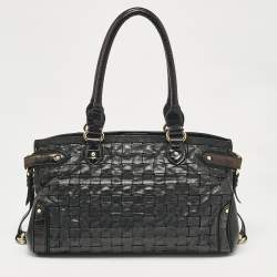 Escada Black Woven Leather Horizontal Margaretha Tote