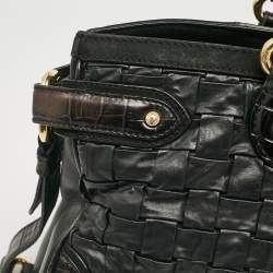 Escada Black Woven Leather Horizontal Margaretha Tote