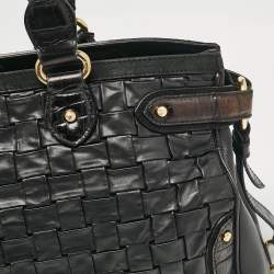 Escada Black Woven Leather Horizontal Margaretha Tote