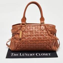 Pre Owned Escada Brown Woven Leather Horizontal Margaretha Tote