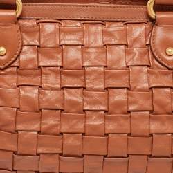 Pre Owned Escada Brown Woven Leather Horizontal Margaretha Tote