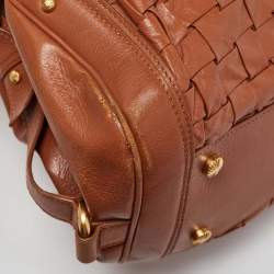 Pre Owned Escada Brown Woven Leather Horizontal Margaretha Tote