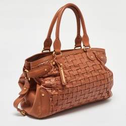 Pre Owned Escada Brown Woven Leather Horizontal Margaretha Tote