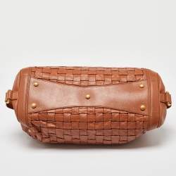 Pre Owned Escada Brown Woven Leather Horizontal Margaretha Tote