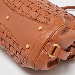 Pre Owned Escada Brown Woven Leather Horizontal Margaretha Tote