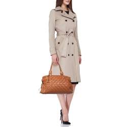 Pre Owned Escada Brown Woven Leather Horizontal Margaretha Tote