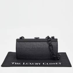 Pre Owned Escada Navy Blue Raffia Frame Chain Shoulder Bag