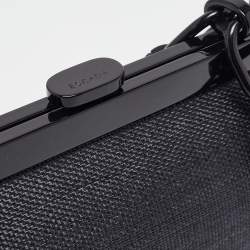 Pre Owned Escada Navy Blue Raffia Frame Chain Shoulder Bag