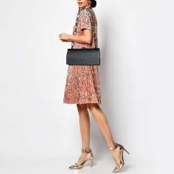 Pre Owned Escada Navy Blue Raffia Frame Chain Shoulder Bag