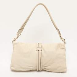 Pre Owned Escada Cream Leather Shoulder Bag
