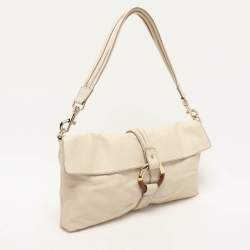 Pre Owned Escada Cream Leather Shoulder Bag