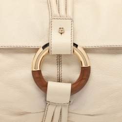 Pre Owned Escada Cream Leather Shoulder Bag