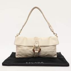 Pre Owned Escada Cream Leather Shoulder Bag