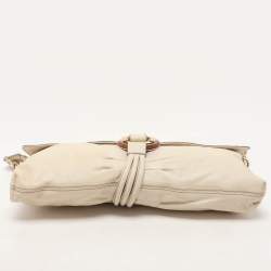 Pre Owned Escada Cream Leather Shoulder Bag