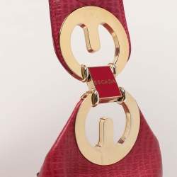 Pre Owned Escada Pink Textured Leather Shoulder Bag