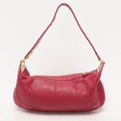 Pre Owned Escada Pink Textured Leather Shoulder Bag