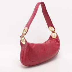 Pre Owned Escada Pink Textured Leather Shoulder Bag