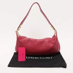 Pre Owned Escada Pink Textured Leather Shoulder Bag