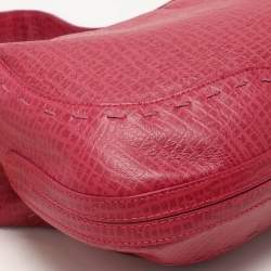 Pre Owned Escada Pink Textured Leather Shoulder Bag