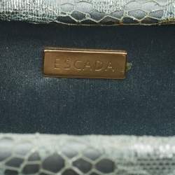 Escada Metallic Green Lace and Satin Tube Chain Clutch