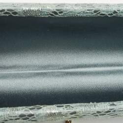 Escada Metallic Green Lace and Satin Tube Chain Clutch