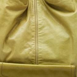 Escada Lime Green Leather Front Pocket Hobo