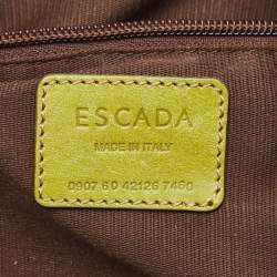 Escada Lime Green Leather Front Pocket Hobo