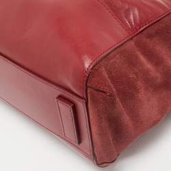 Escada Red Leather and Suede Zip Tote