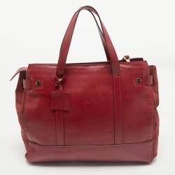 Escada Red Leather and Suede Zip Tote