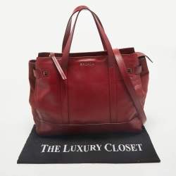 Escada Red Leather and Suede Zip Tote