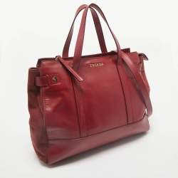 Escada Red Leather and Suede Zip Tote
