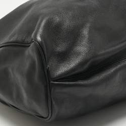 Pre Owned Escada Black Leather Chain Logo Hobo