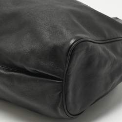 Pre Owned Escada Black Leather Chain Logo Hobo