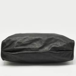 Pre Owned Escada Black Leather Chain Logo Hobo