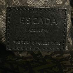 Pre Owned Escada Black Leather Chain Logo Hobo
