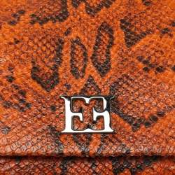 مملوكة مسبقًا حقيبة كتف اسكادا قلاب جلد نقش بايثون برتقالي / أسود