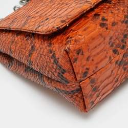 مملوكة مسبقًا حقيبة كتف اسكادا قلاب جلد نقش بايثون برتقالي / أسود