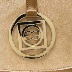 Pre Owned Escada Brown/Beige Leather and Calfhair Shoulder Bag
