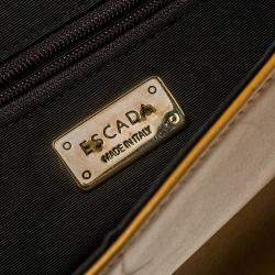 Pre Owned Escada Brown/Beige Leather and Calfhair Shoulder Bag